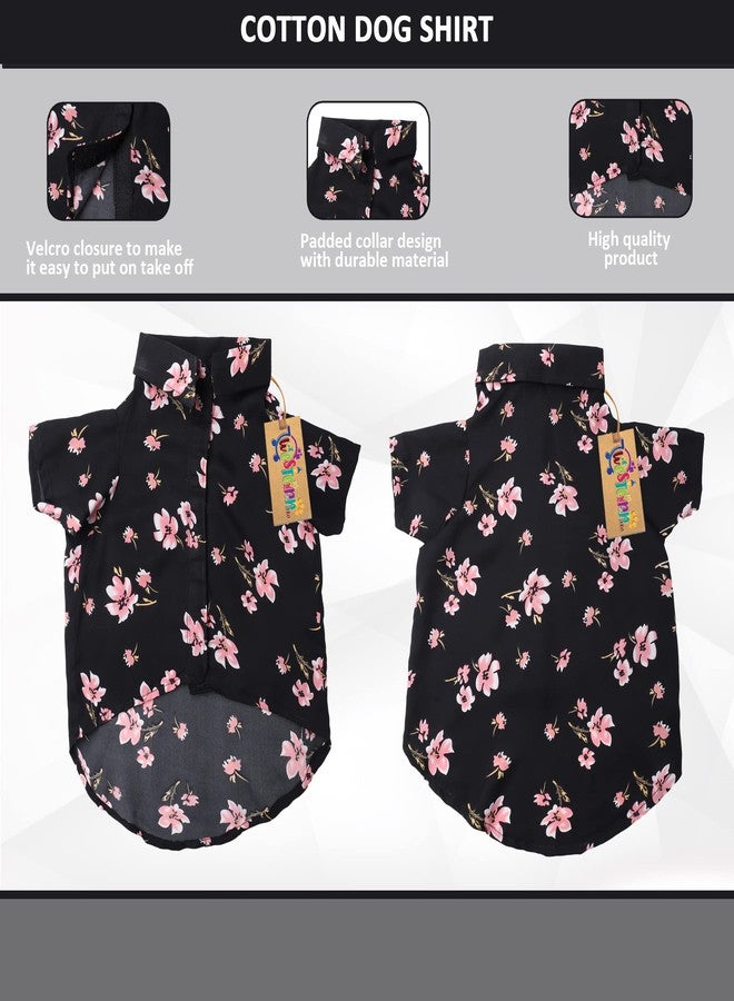 ويستيرن إرا قميص مطبوع عصري فائق النعومة من ويسترن إيرا، ملابس مريحة للغاية للكلاب، قميص قطني مطبوع يسمح بمرور الهواء، قميص خفيف الوزن ورفيع لحيواناتك الأليفة (طبعة زهور سوداء) (مقاس XXXLarge - 30 بوصة) - Image 3